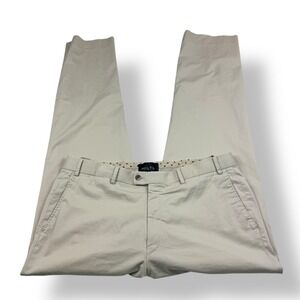 HILTL Mens Chino Pants Flat Front Tan Straight Leg Size 38x33 Casual Business